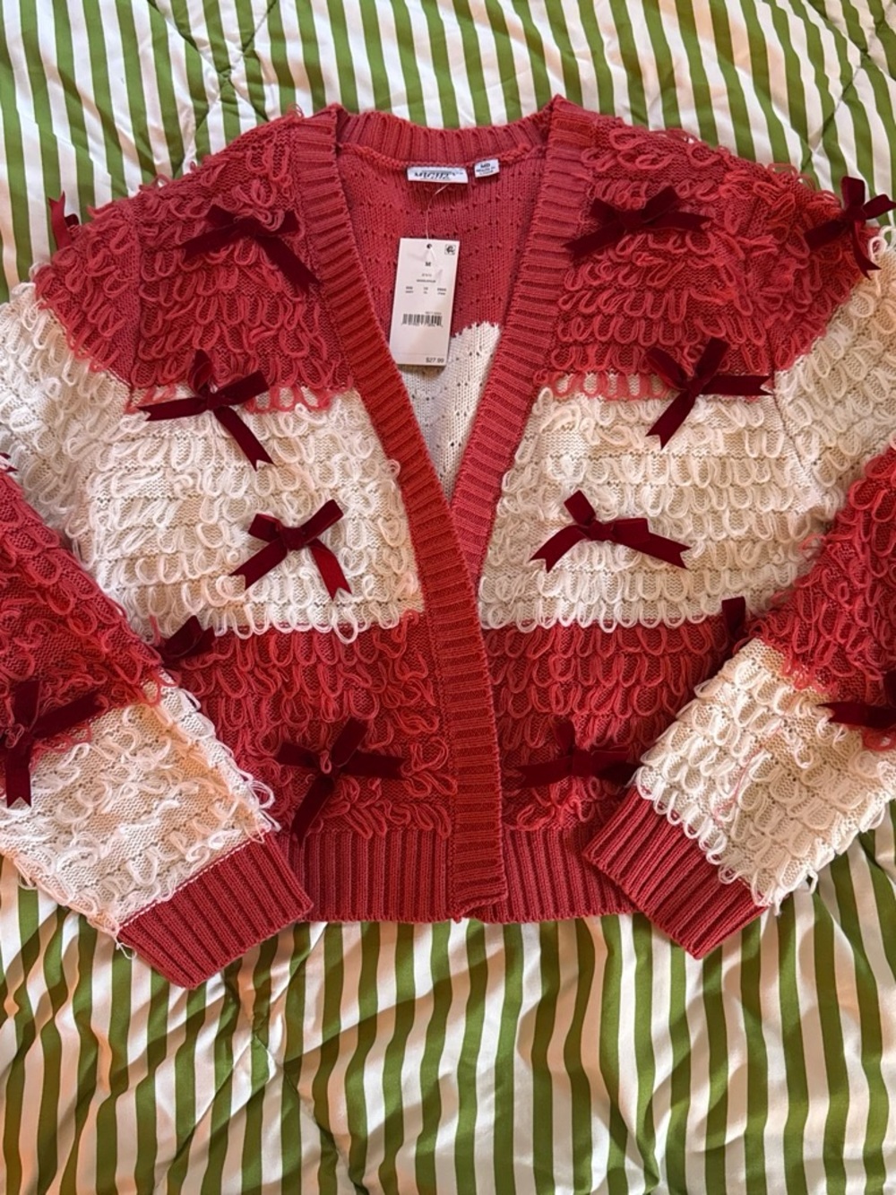 Cropped Bow Cardigan Sweater by Mighty Fine